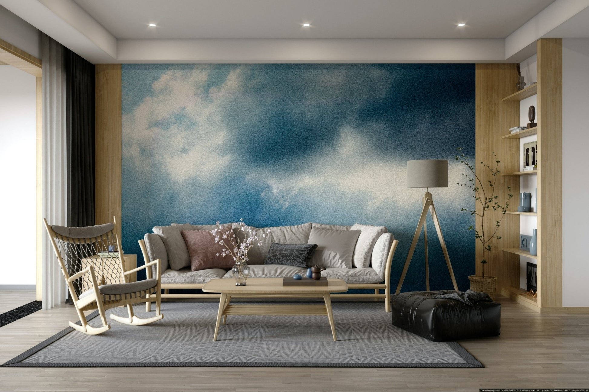 Grainy overcast sky fills the frame on Rain Wall Mural GD4958
