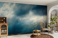Wispy white clouds part over midnight blue, Rain Wall Mural GD4958
