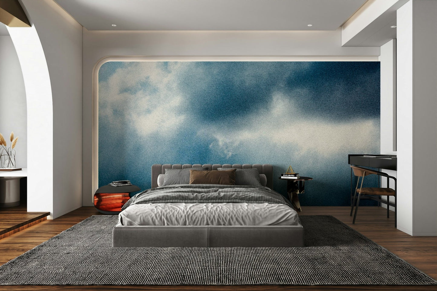 Brooding cloudscape in deep teal on Rain Wall Mural GD4958
