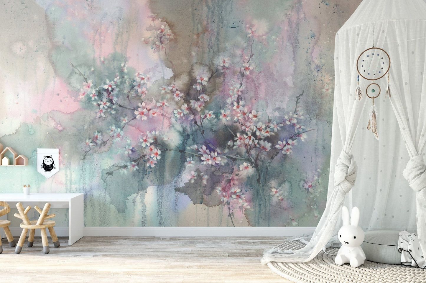 Sakura Watercolor Flower Wallpaper Wall Murals - Giffywalls