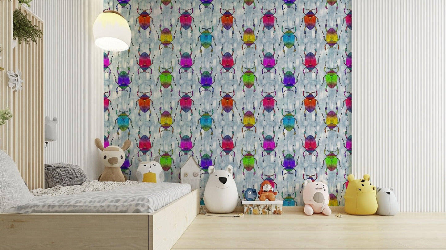 Creative insect-themed wallpaper for vibrant interiors.

