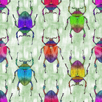 Decorative wallpaper with rainbow-toned bugs and leafy vibe.

