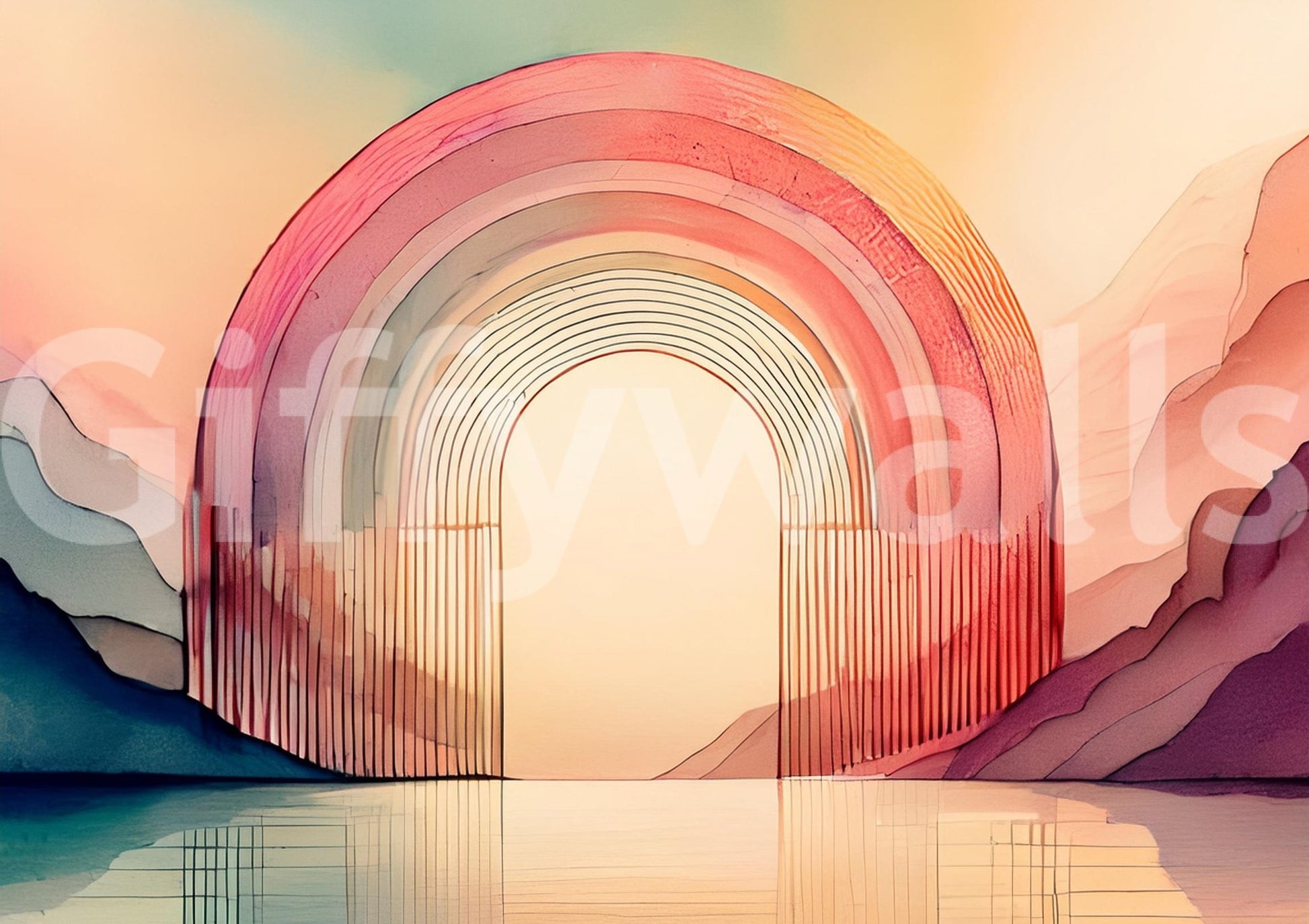 Colorful and serene Rainbow Dream Arches wall art

