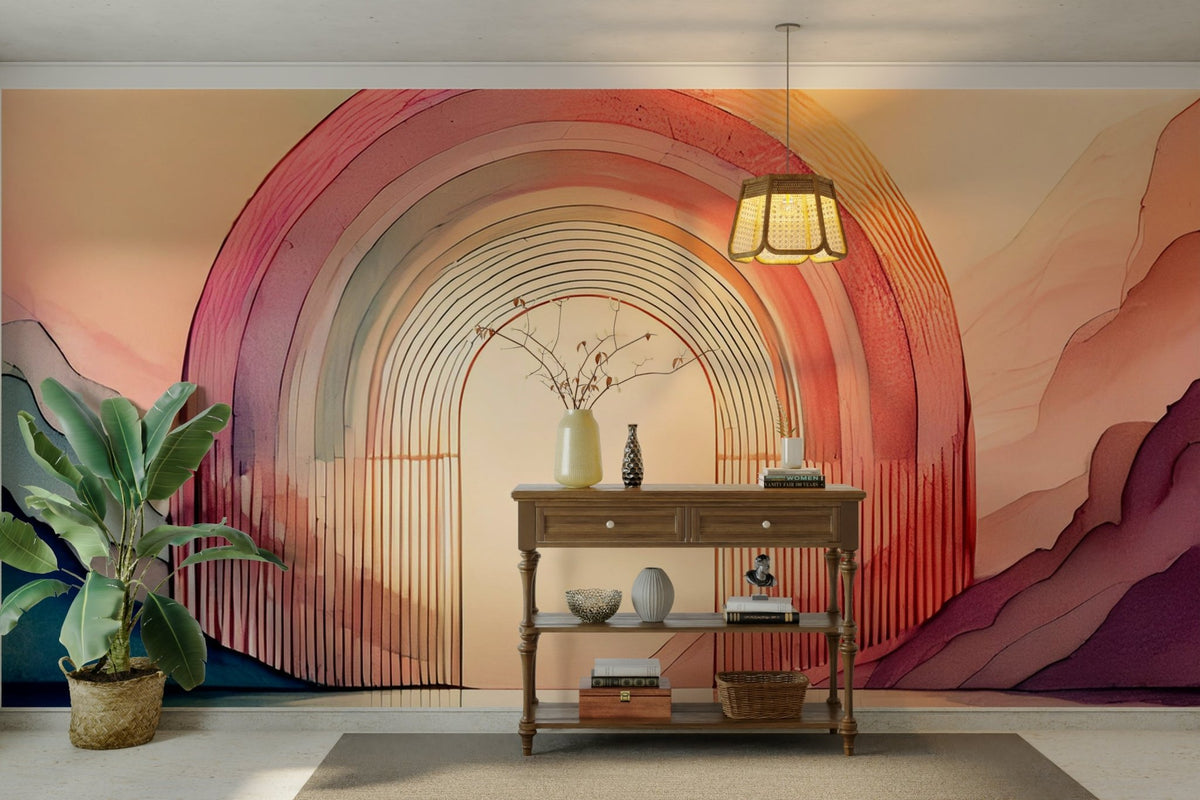 Rainbow Dream Arches Wall Mural for vibrant interiors, GD1768