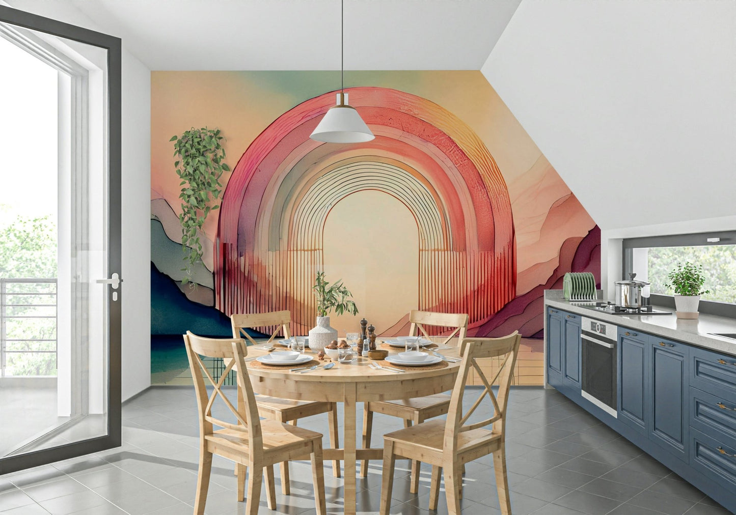 Stunning Rainbow Dream Arches mural for modern rooms

