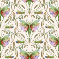 Wallpaper mural with damask and insects

