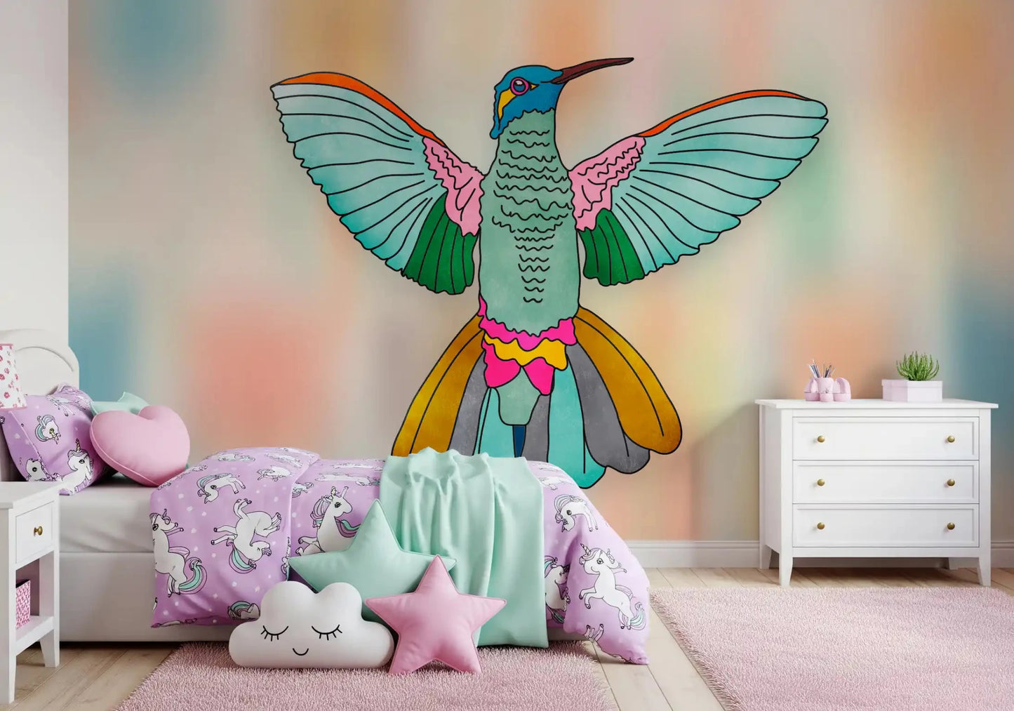 Rainbow hummingbird Wall MuralGD9137