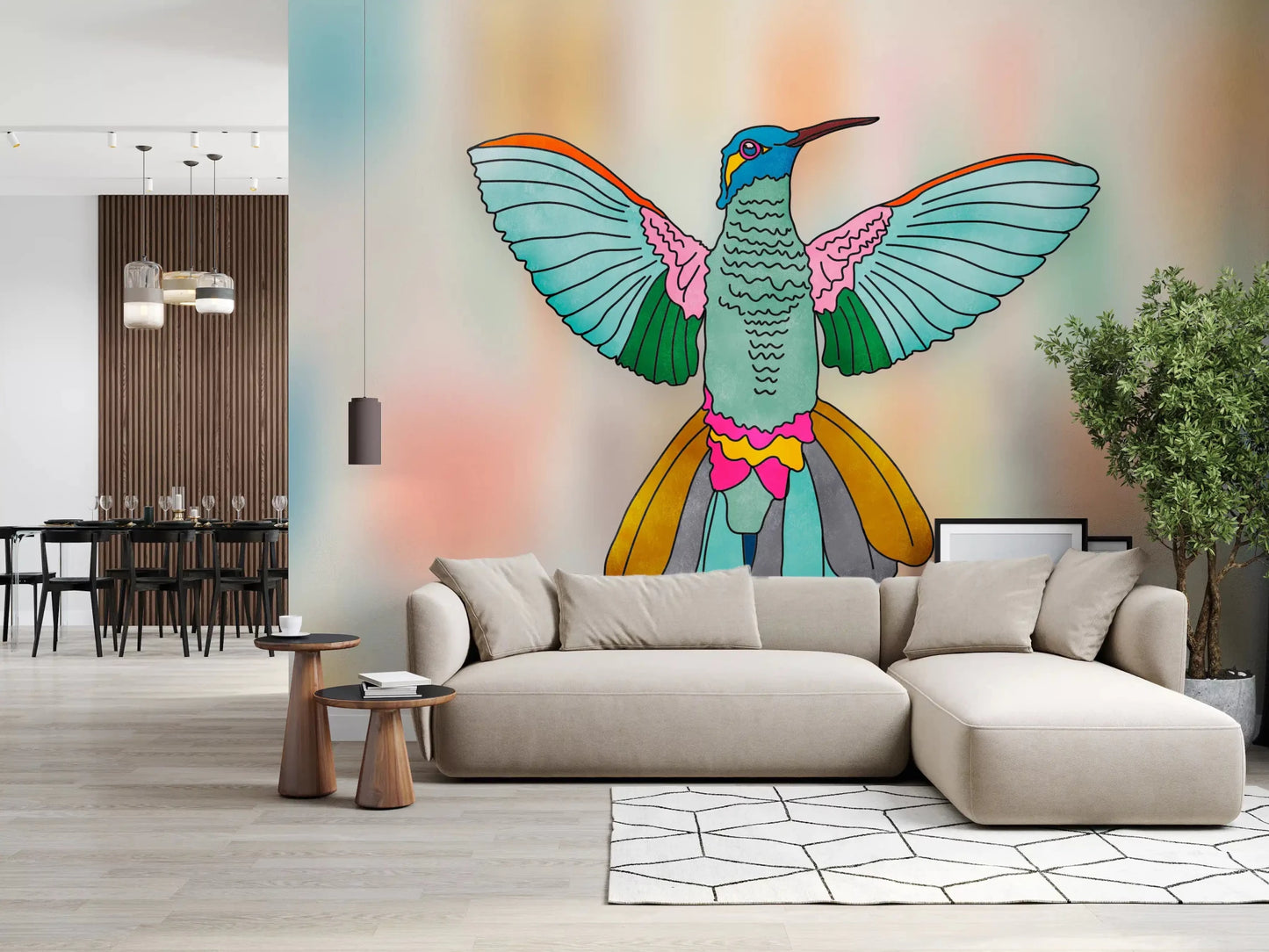 Rainbow hummingbird Wall MuralGD9137