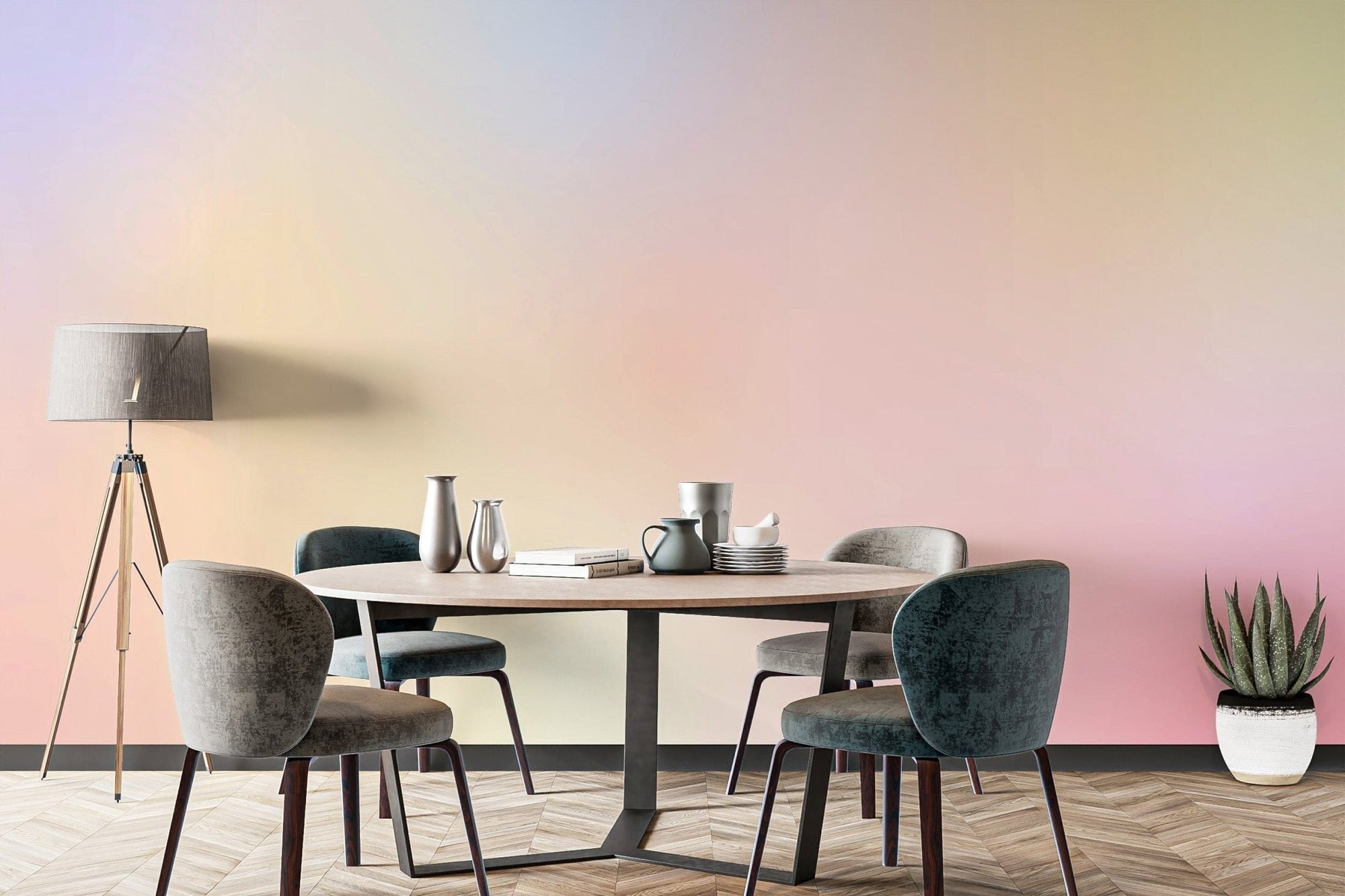 Brighten up the dining room with Rainbow Ombre Wallpaper C464