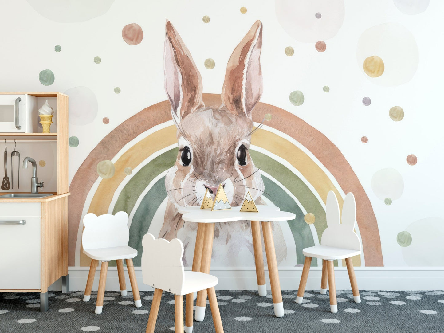Rainbow Rabbit Nursery Wall Mural - Giffywalls, C115