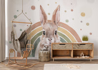 Rainbow Rabbit Nursery Wall Mural - Giffywalls, C115