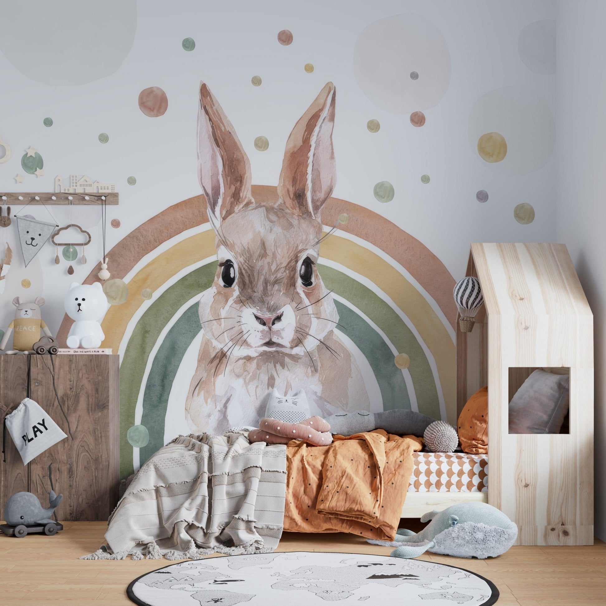 Rainbow Rabbit Nursery Wall Mural - Giffywalls, C115
