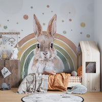 Rainbow Rabbit Nursery Wall Mural - Giffywalls, C115