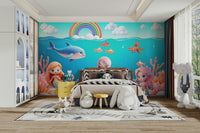 Wallpaper for walls with an underwater landscape

