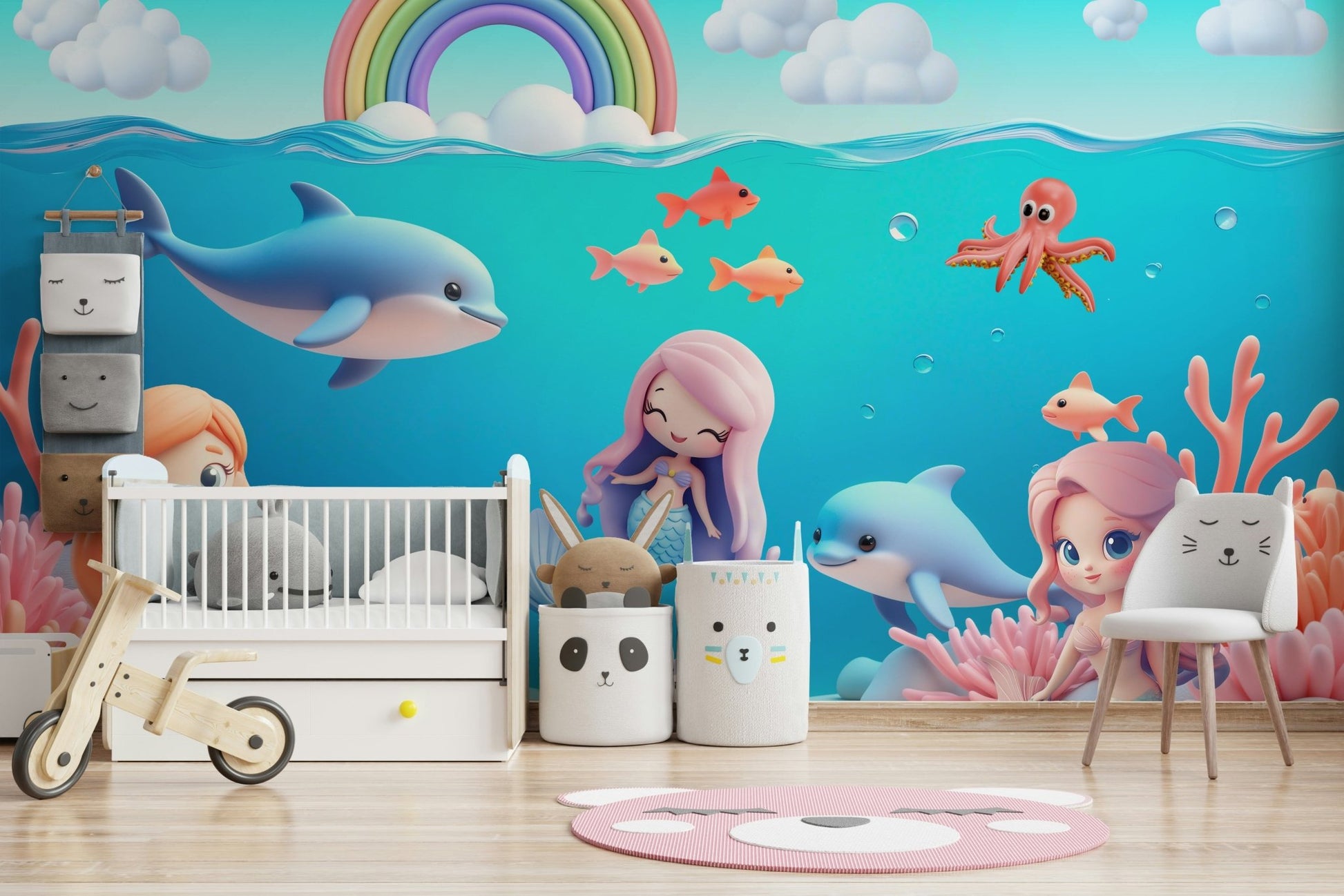 Wall mural showing a quiet sea scene

