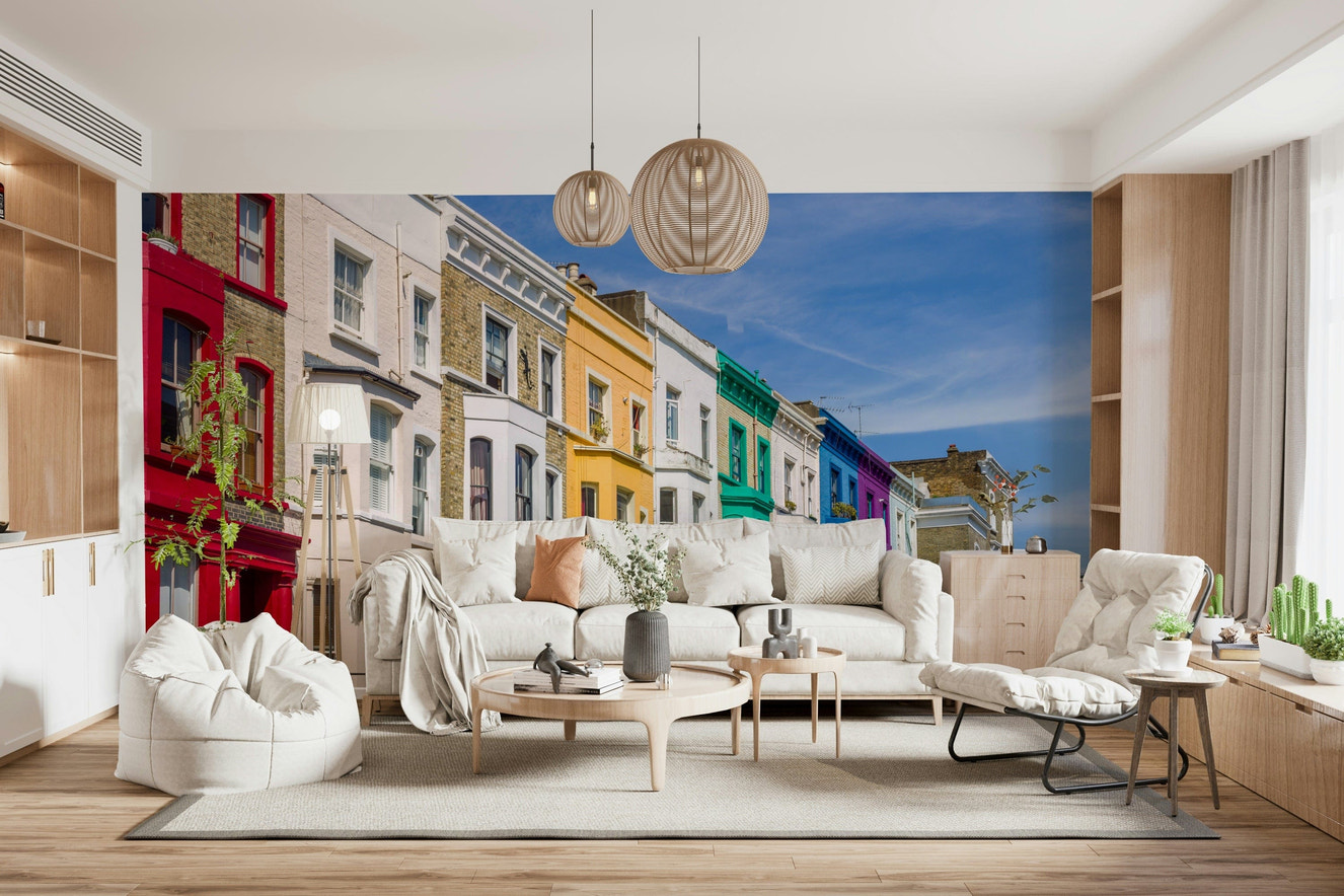 Rainbow Row Houses Wall Mural