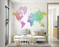 Watercolor world map wall art


