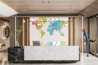 Rainbow map wallpaper for home walls

