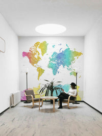 Colorful rainbow map wallpaper design

