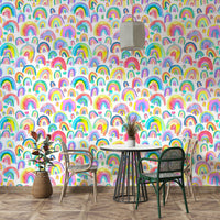 Watercolor rainbow pattern with vivid neon shades

