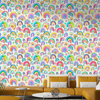 Neon rainbow stripes in watercolor style wallpaper


