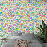 Colorful watercolor rainbow wallpaper for walls


