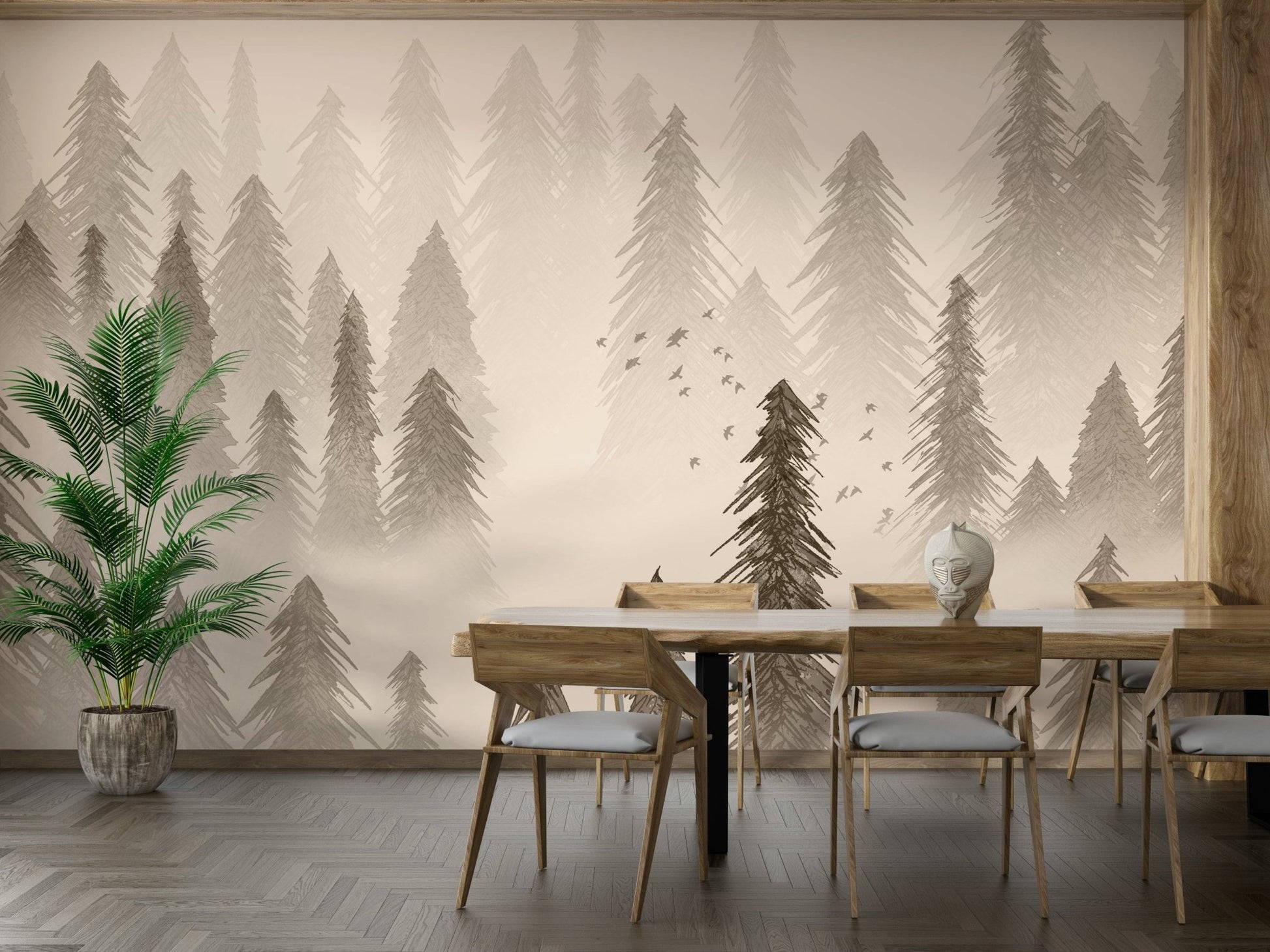 Moody rainforest wallpaper in sepia tone GD089