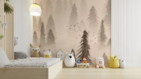 Sepia wall mural of rainforest trees

