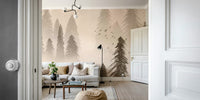 Rainforest mural in soft sepia shades