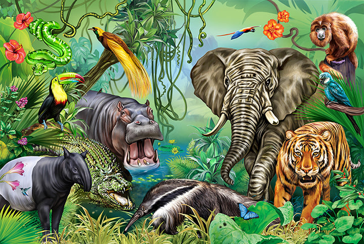 Green Forest Wildlife Kids Room Wallpaper Mural