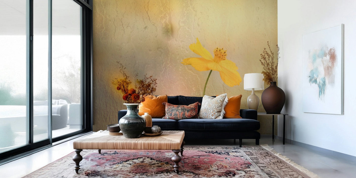 A calming floral design wallpaper mural that defines a space.

