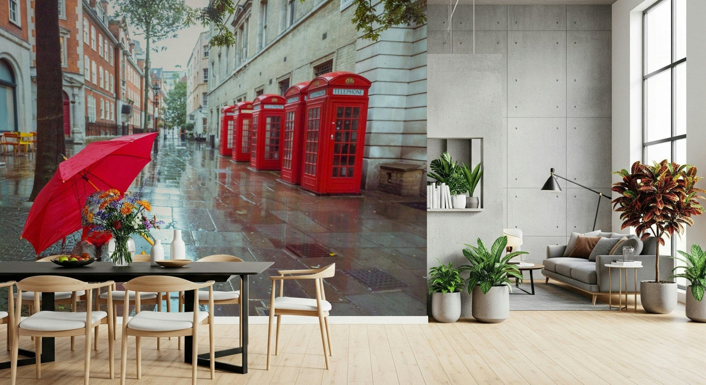 Rainy Day Pup wallpaper for walls London street charm.