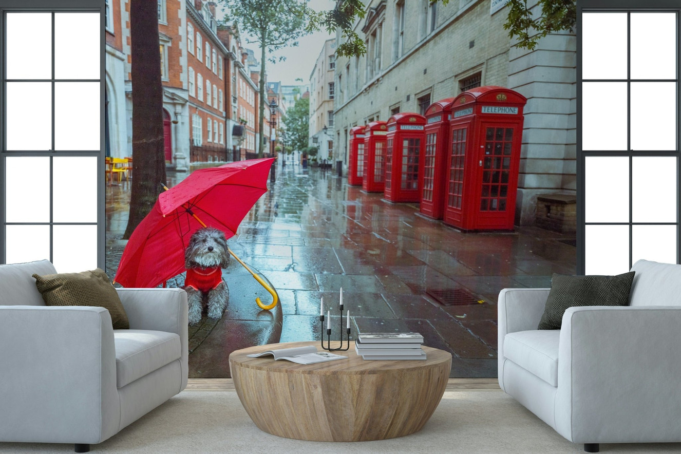 Rainy Day Pup Wall Mural