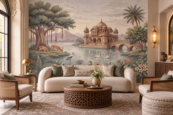 The Enchanted Lake Palace Wall Mural - RJM10