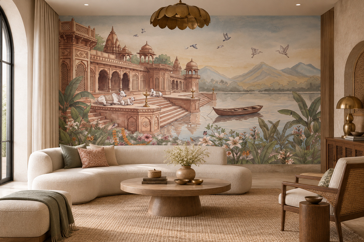 The Sacred Ghats at Dawn Wall Mural - RJM11