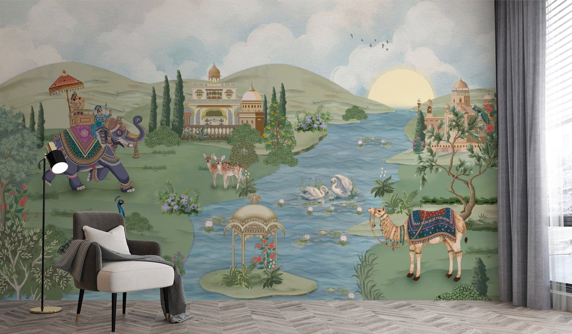 Vibrant Indian Art with Animals Wallpaper
