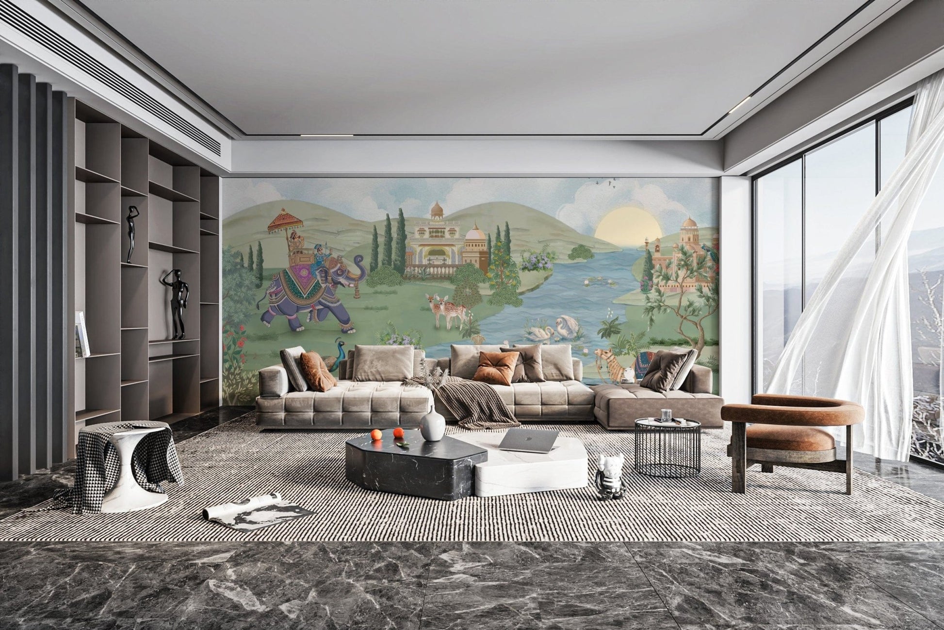 Traditional Rajputana Landscape Mural
