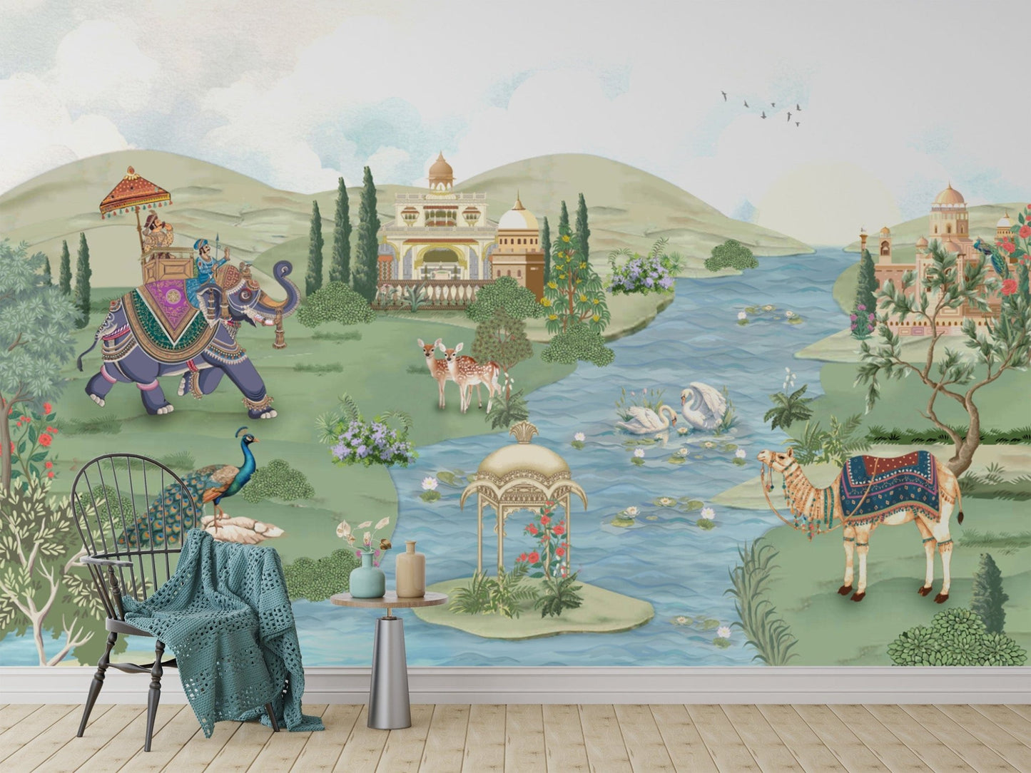 Indian Art Wallpaper with Wildlife
