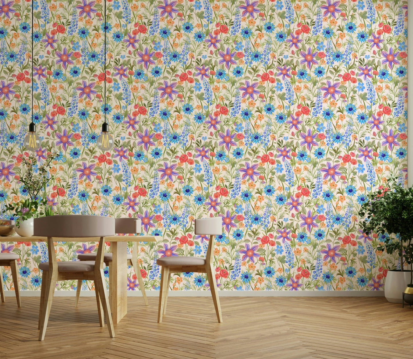 Modern bold floral wallpaper texture

