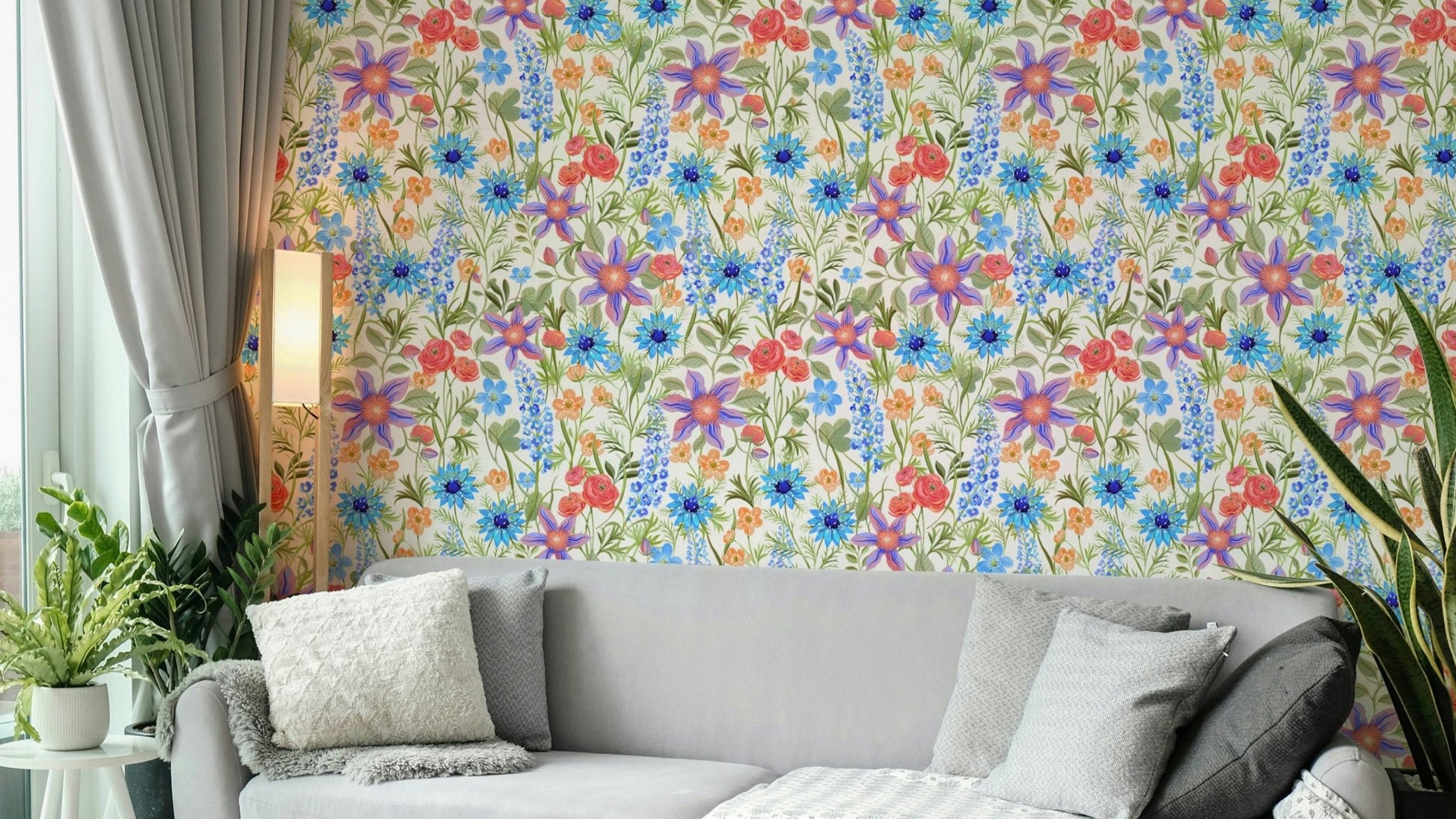 Ranunculaceae Retro Strong Offwhite wallpaper detail

