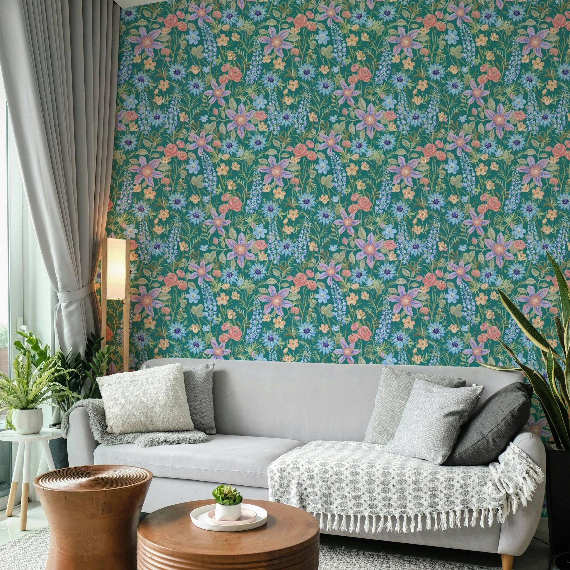 Classic botanical wallpaper mural design

