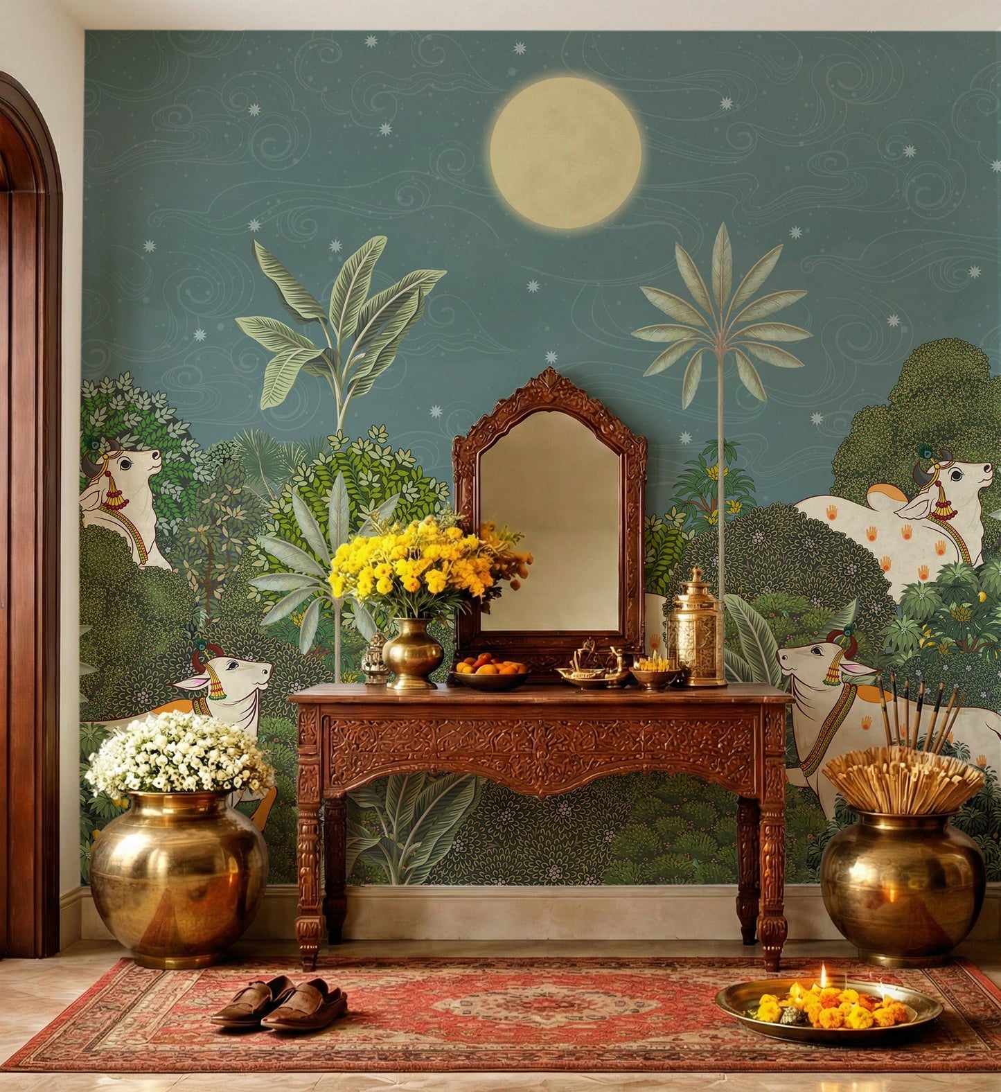 Ratri Pichwai Wall Mural
