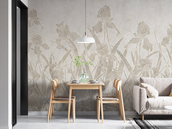 Vibrant flowers with shrubs wall mural design A395
