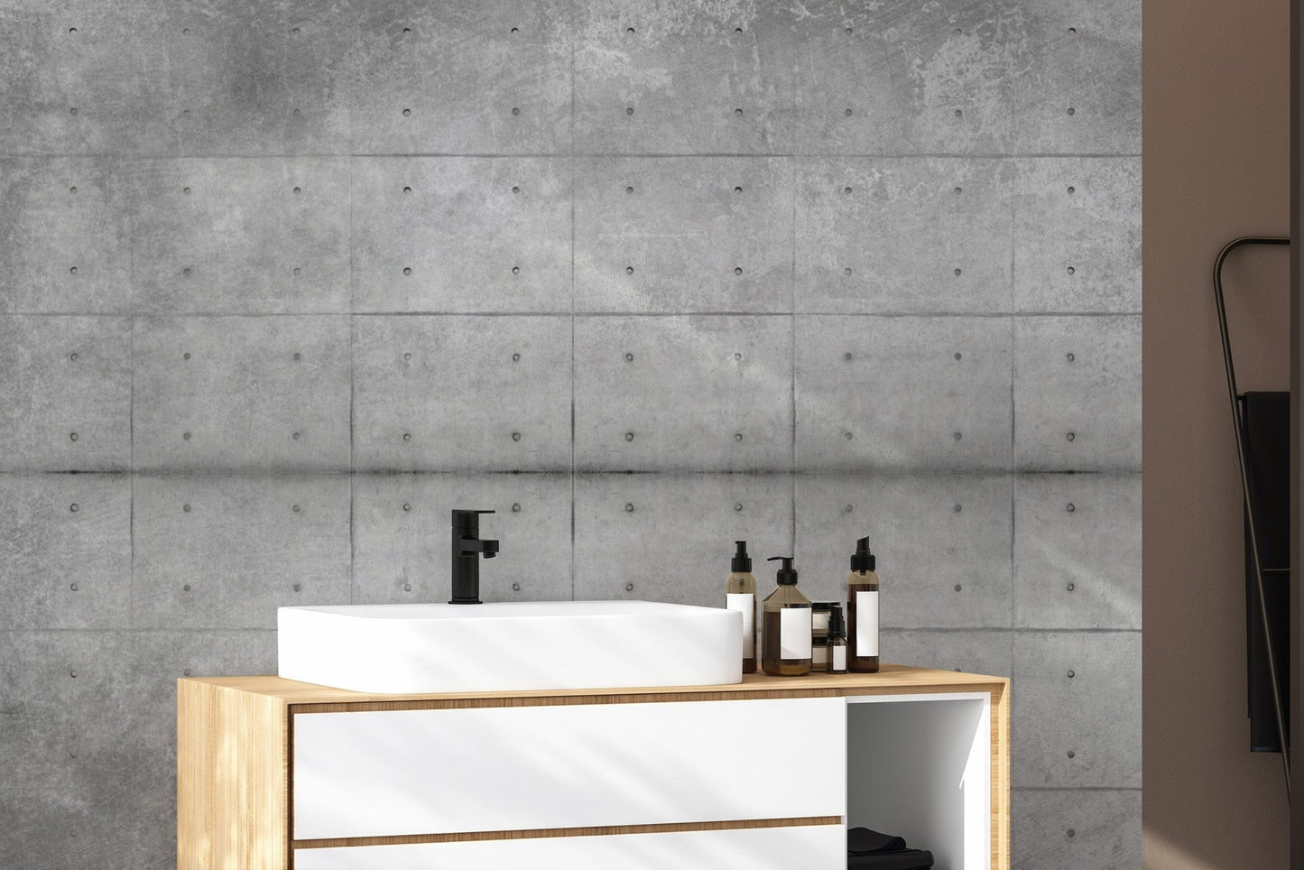 Realistic concrete effect wallpaper decor
