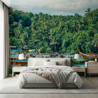A calm sleep space feels more scenic with Rawai Wall Mural behind the bed, GD7978