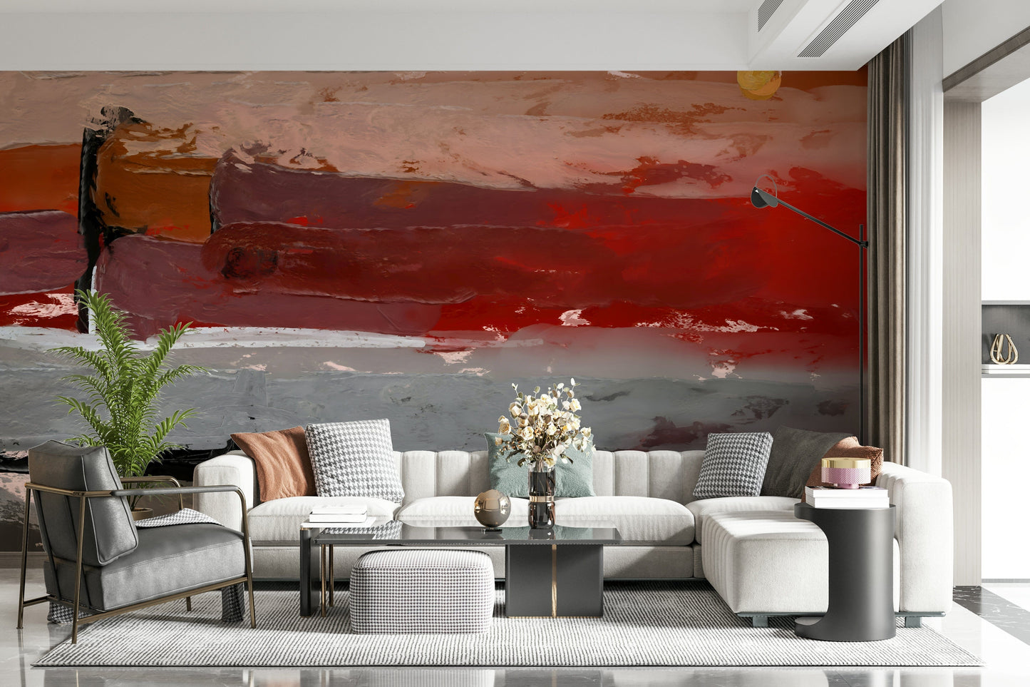 Abstract Landscape Wall Mural wallpaper mural in a stylish library