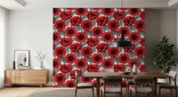 Hallway finished in Red Anemone Garden wallpaper with red blooms, GD9299