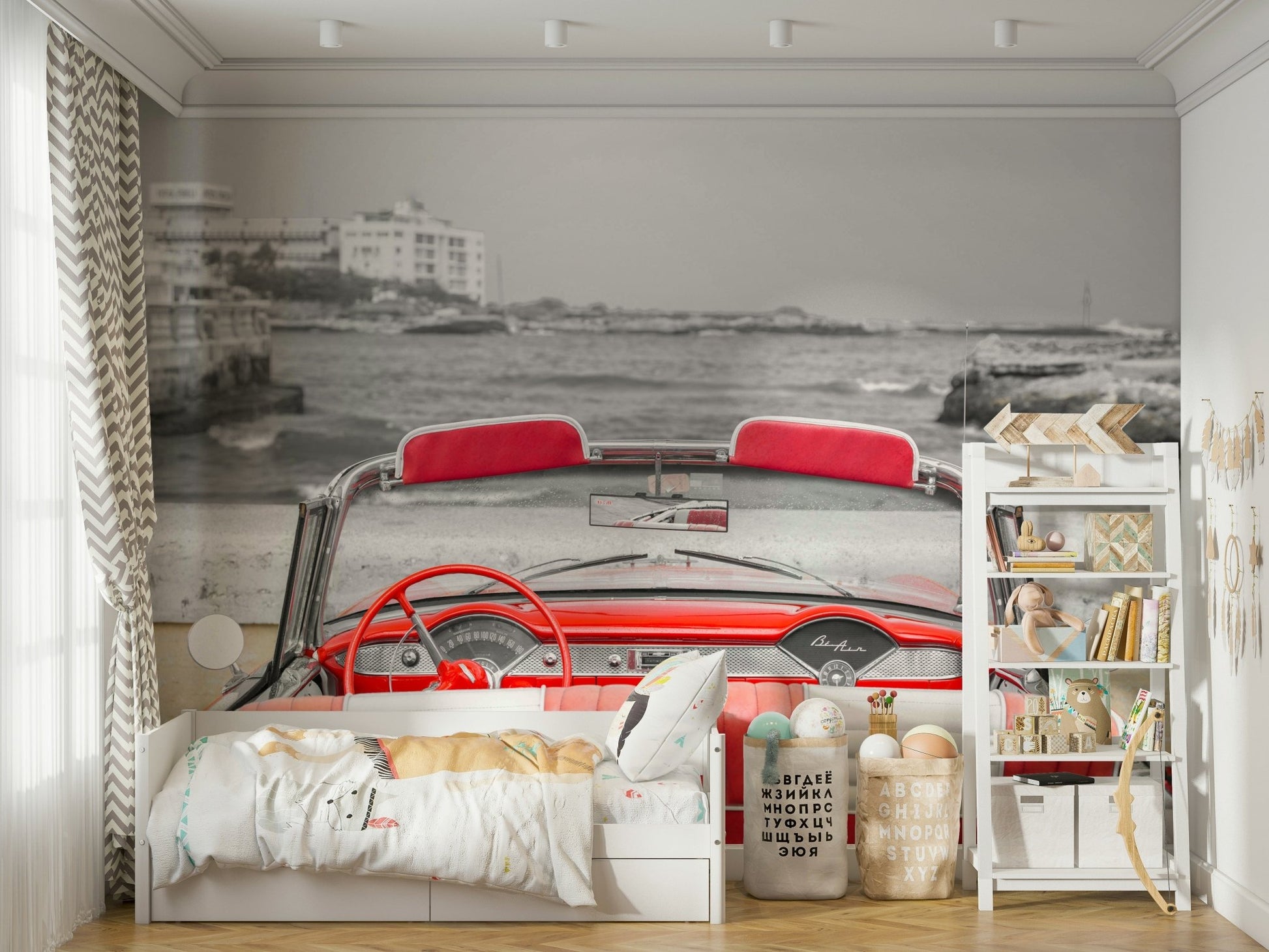 The car's interior is the central focus of the image.

