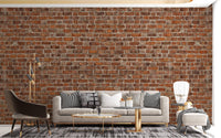 Rustic red brick grunge mural for living rooms