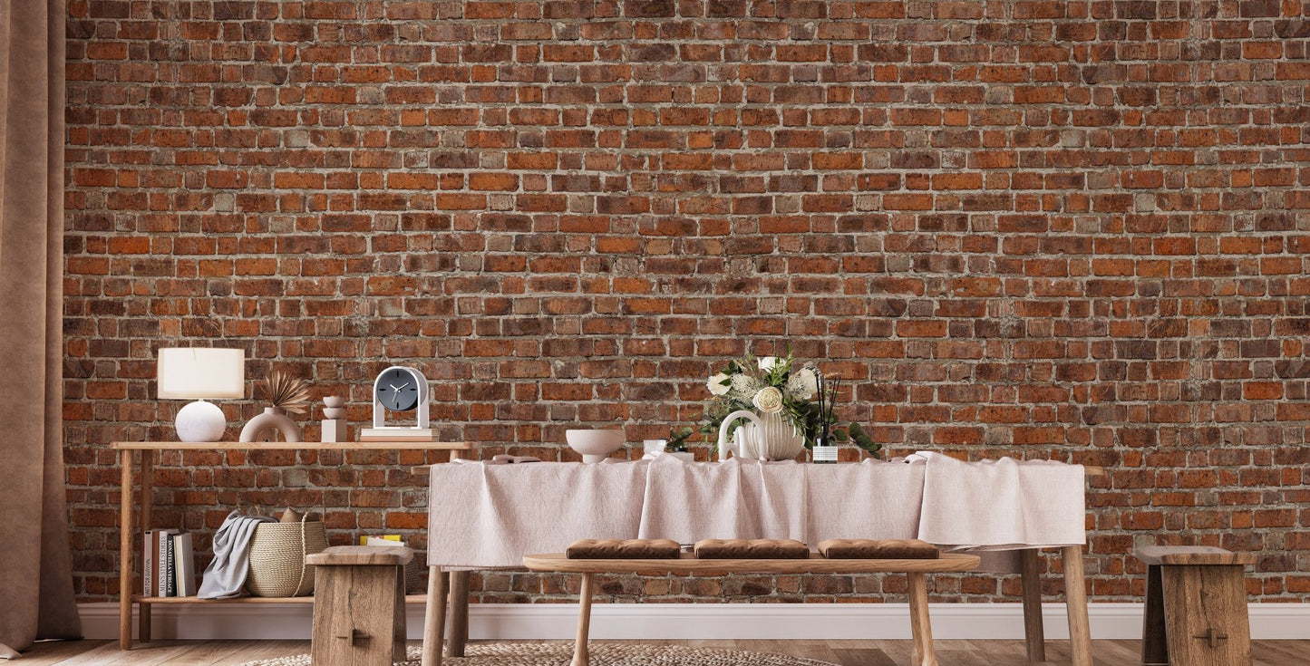 Bold red brick grunge wallpaper mural design